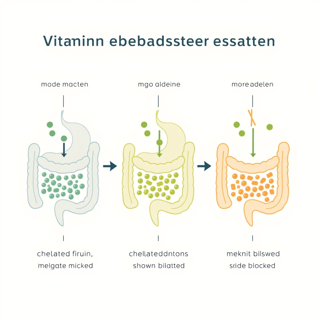 best daily multivitamins — Diagram comparing absorption of chelated minerals versus salt-form minerals through simplified gut-wall cross-sections.