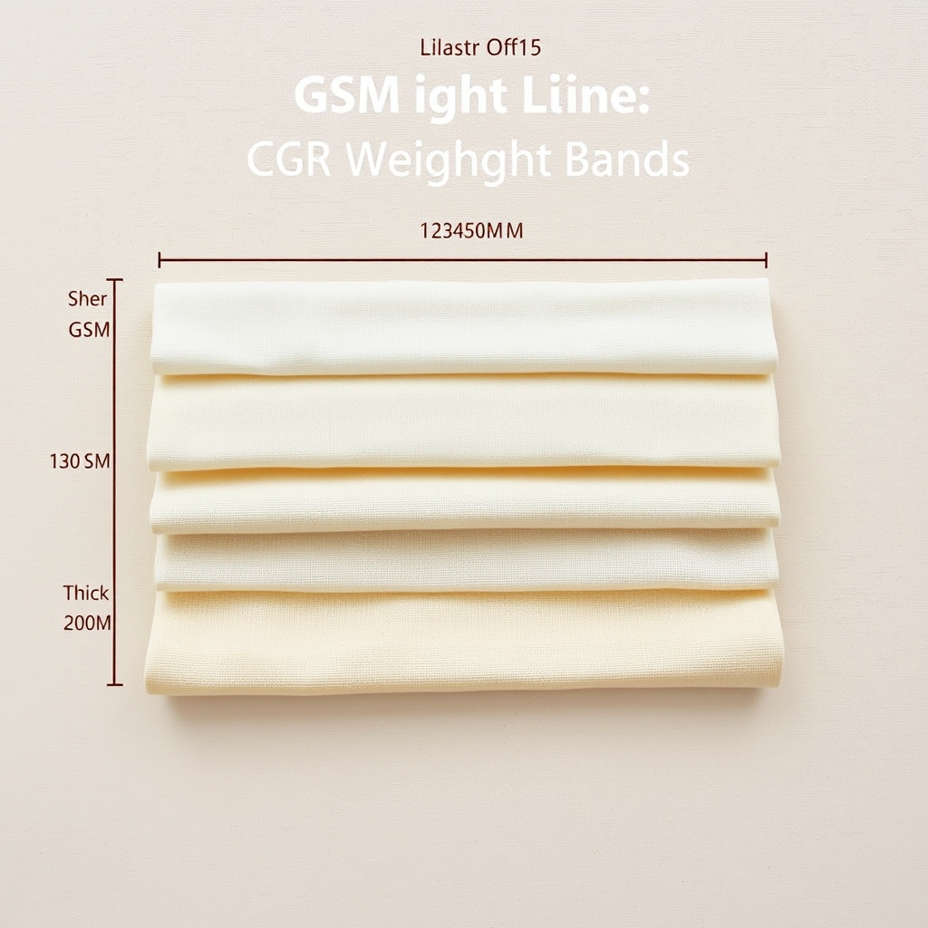 best linen sheets 2026 — Flat-lay of four linen fabric swatches representing GSM weight ranges from lightweight 130 to heavy 200, showing increasing density.