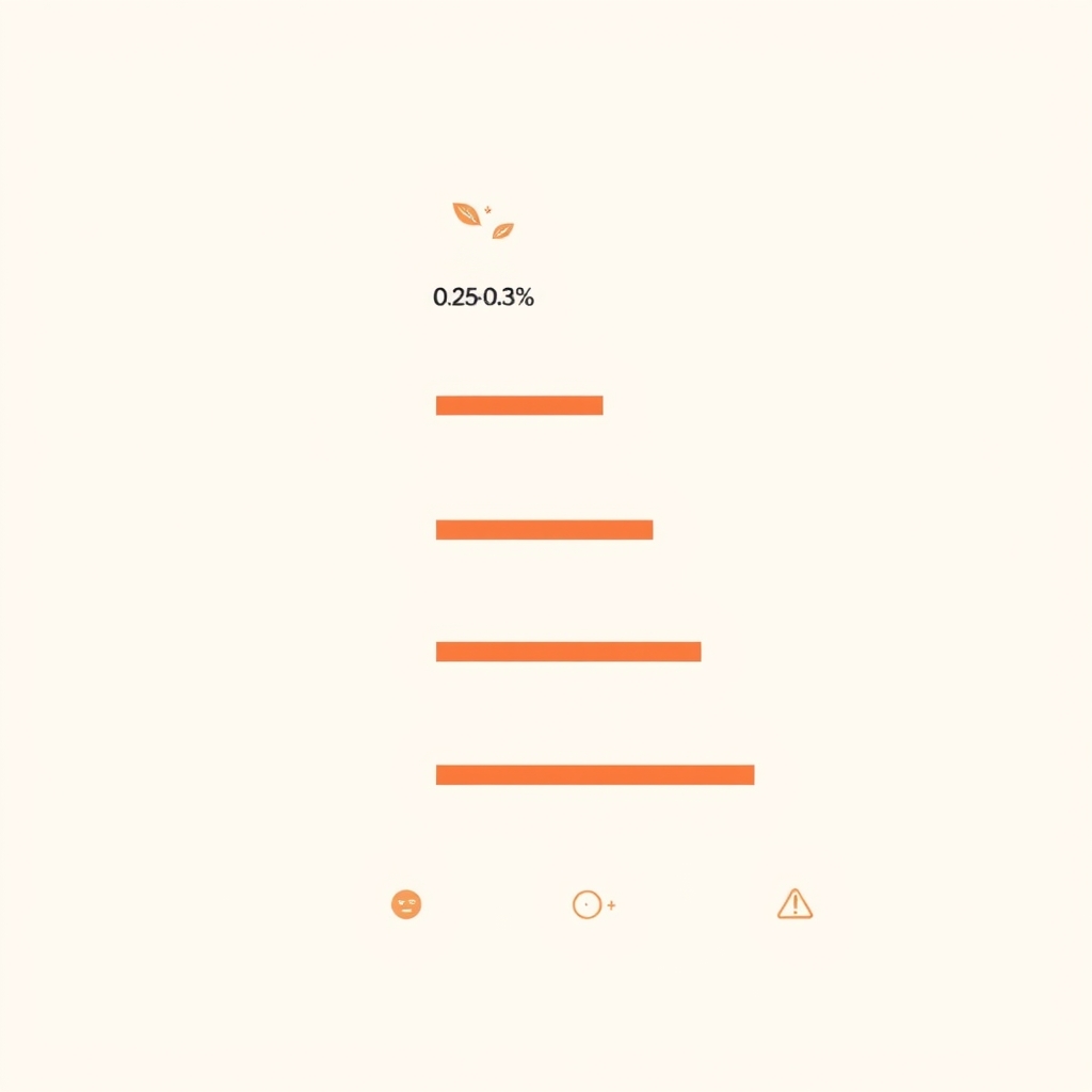 Flat vector ladder diagram illustrating four retinol concentration levels from gentlest 0.25% at bottom to 1%+ at top.