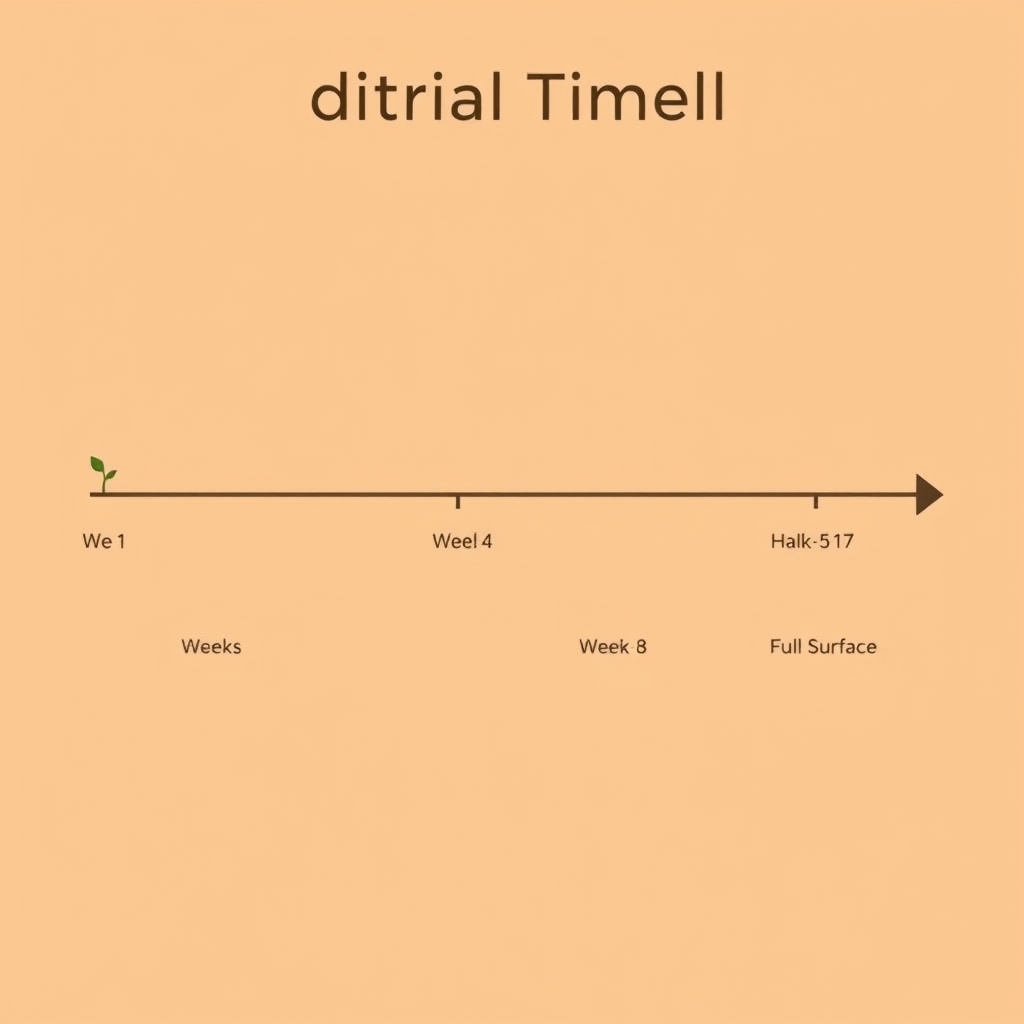 Eight-week flat vector timeline showing beginner retinol progression from seedling icon at week one to full bloom at week eight.