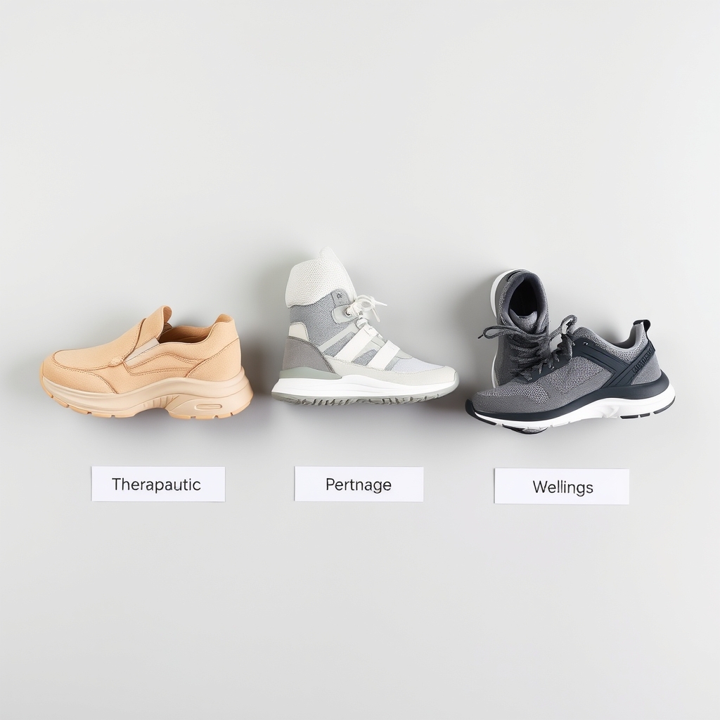 Dr. Comfort diabetic shoes review — Three diabetic-friendly shoes displayed side by side on a grey surface for a visual brand comparison.