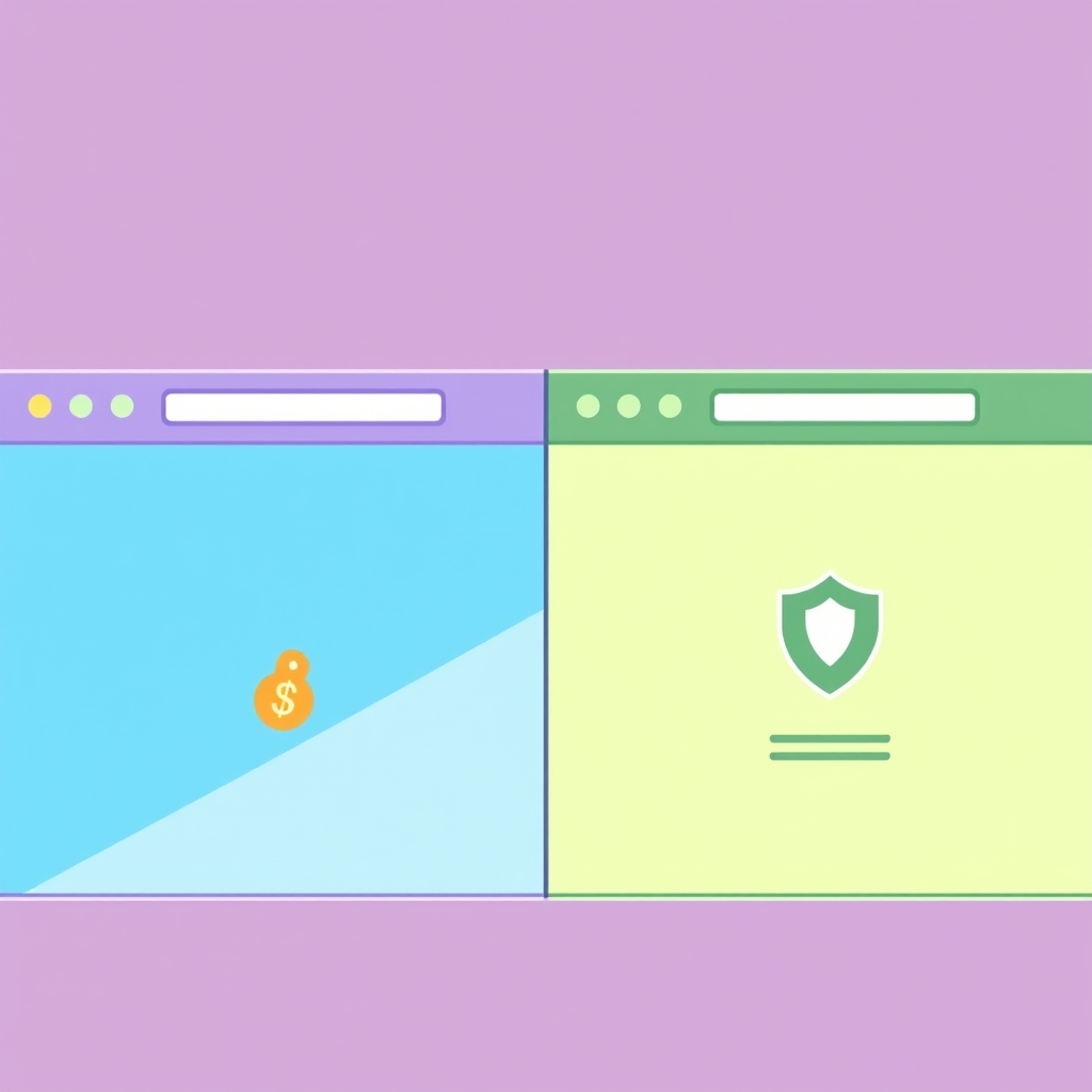 how to find cheap flights — Split-screen illustration comparing a regular browser showing a higher airfare price versus an incognito browser window showing a lower price with a privacy shield.