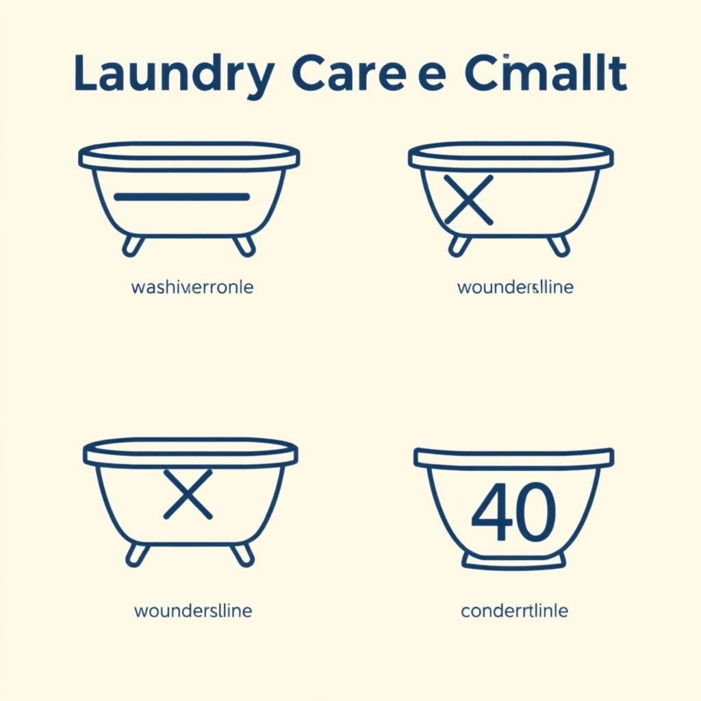 how to wash bedding — Flat vector diagram of four laundry care label symbols including gentle cycle, delicate cycle, do not wash, and temperature icons