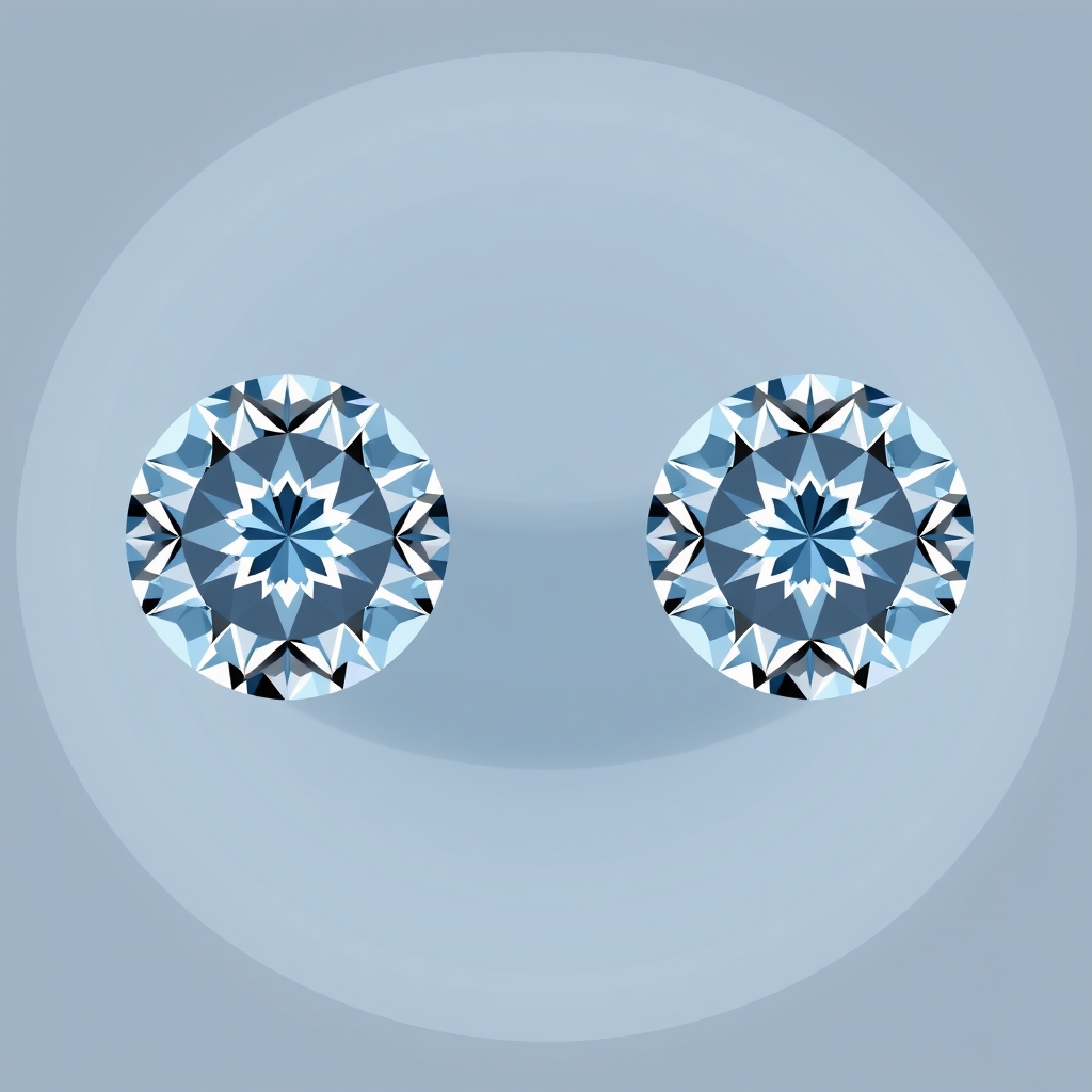 lab-grown vs mined diamonds — Split illustration comparing a lab-grown diamond and mined diamond side by side, showing identical facet structure and brilliance