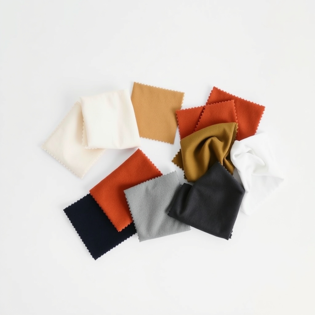 minimalist wardrobe basics — Flat lay of fabric swatches split into warm neutrals and cool neutrals to illustrate capsule wardrobe color palette groupings