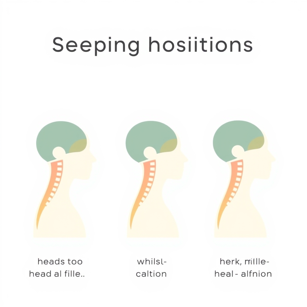 pillow for neck support — Diagram comparing three sleeping head positions — too high, too low, and neutral cervical alignment — shown in side-view cross-section.