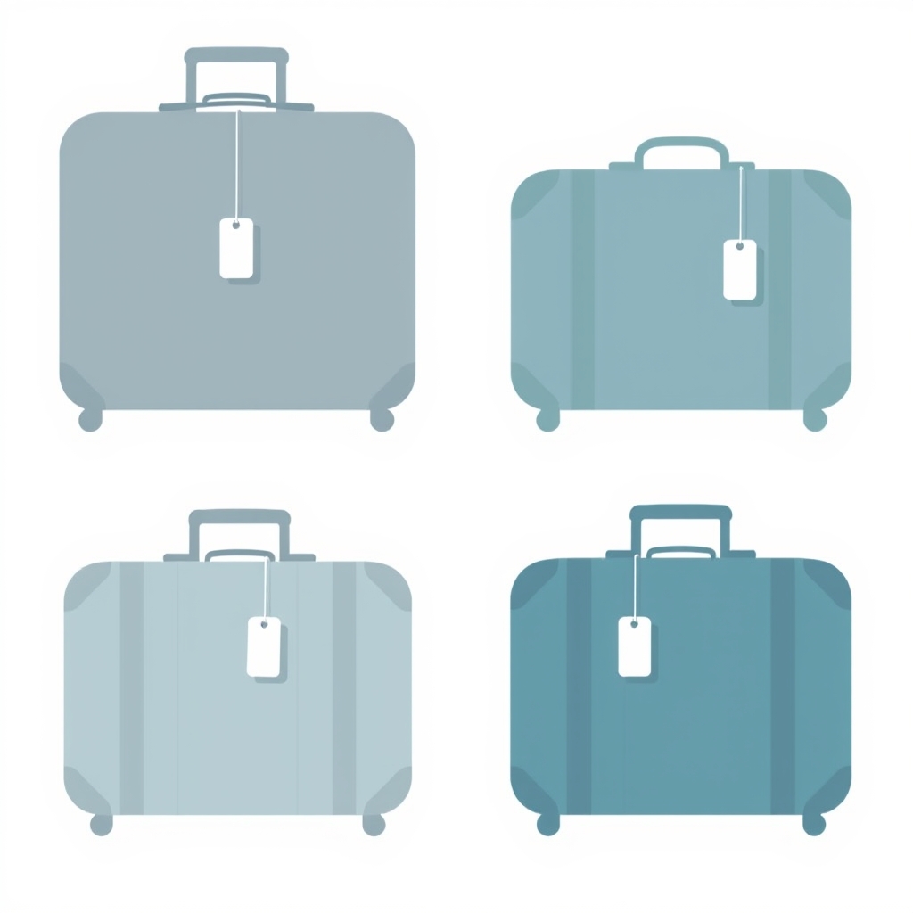 samsonite durability — Flat vector illustration of four suitcase silhouettes side by side with weight tags, representing a luggage weight comparison chart.