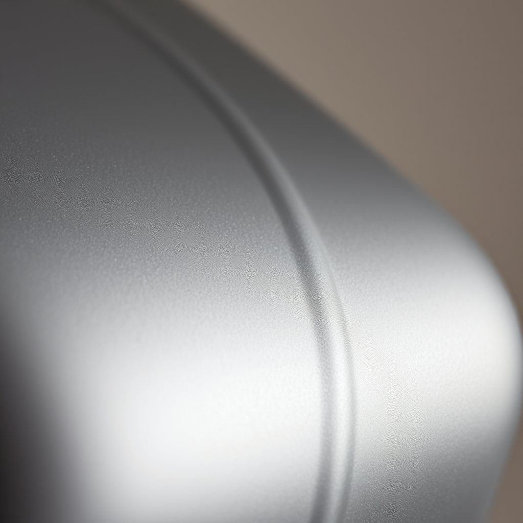 samsonite luggage review — Close-up of a hard polycarbonate suitcase shell showing light surface scratches and an impact scuff under studio lighting.