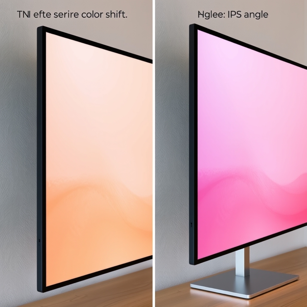 affordable laptops students — Two laptop displays compared—TN panel with visible color shift on left, IPS panel with consistent color on right.
