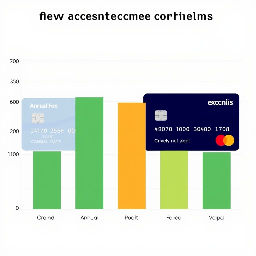airline miles credit card — Bar chart comparing six airline credit cards by annual fee and travel credit offset values.