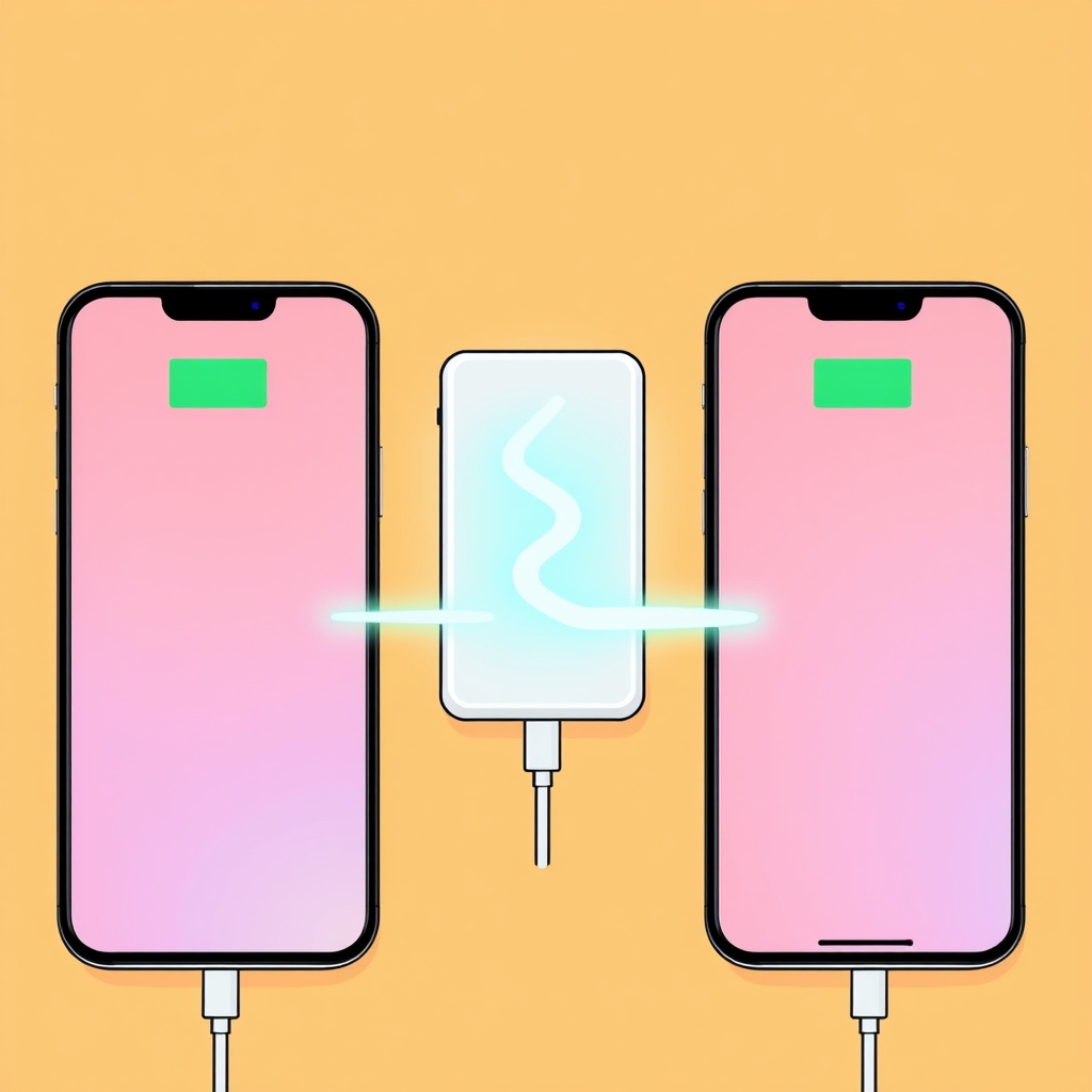 Anker portable charger review — Two phones connected to one power bank showing unequal charging distribution under dual-load conditions.