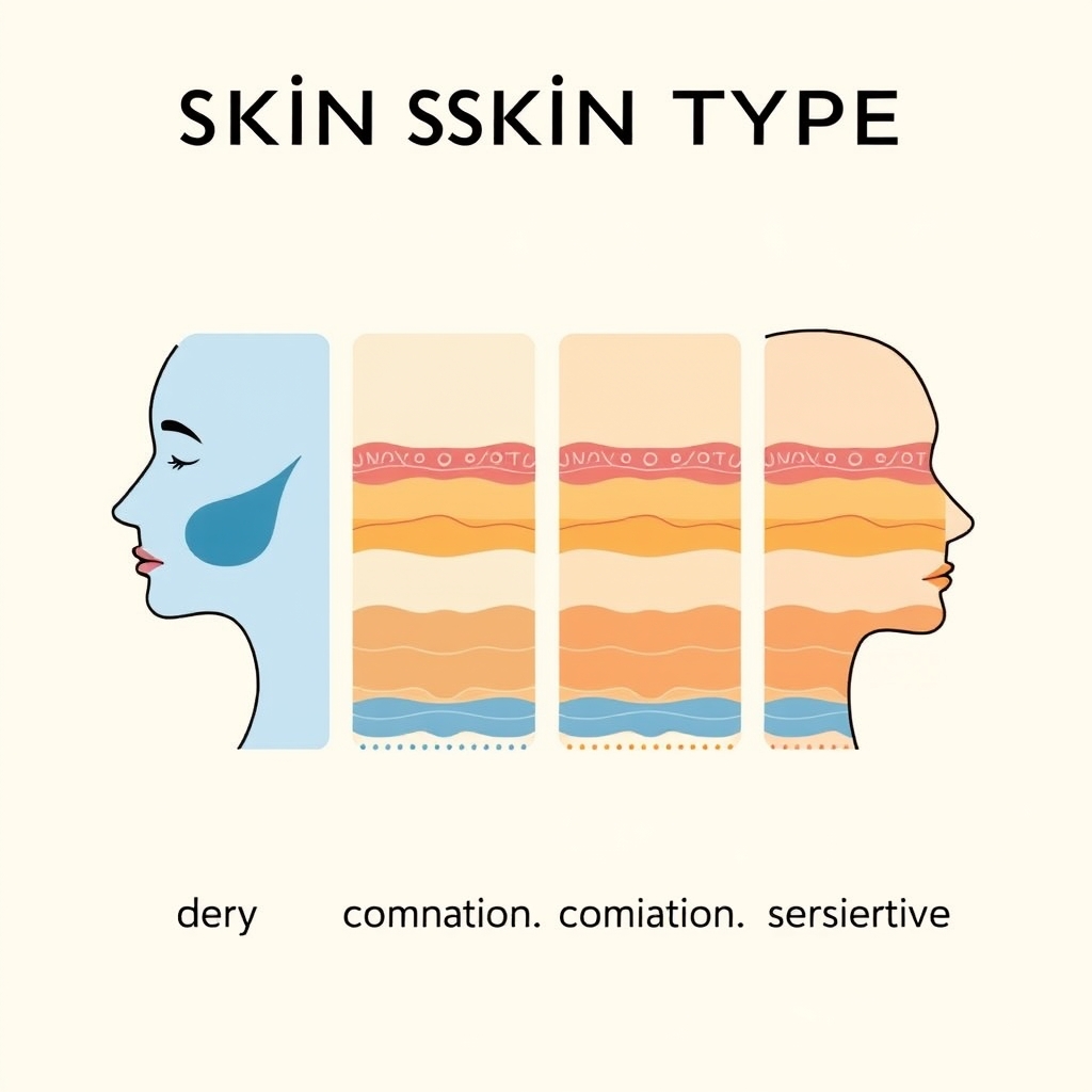 best face moisturizers — Cross-section diagram comparing hydration levels across four skin types: dry, oily, combination, and sensitive.