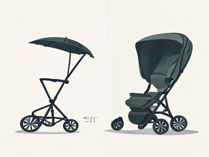 best stroller travel systems — Visual comparison of compact versus full-size stroller folding mechanisms and storage footprints.