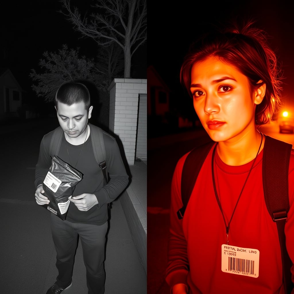 doorbell camera video quality — Side-by-side comparison of standard infrared night vision versus color night vision doorbell footage quality.