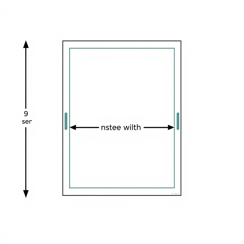 how to measure curtains — Diagram of a window frame with three horizontal measurement arrows at top, middle, and bottom showing inside mount width measurement points.