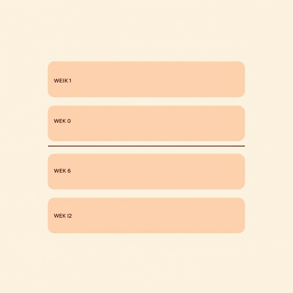 how to treat acne — Illustrated timeline showing skin clarity progressing through four stages from week zero to week twelve of an acne routine.