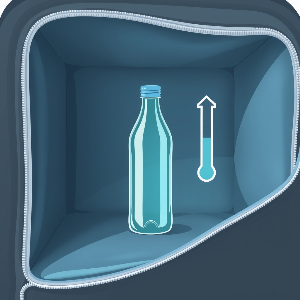 organized diaper bag — Cutaway diagram showing insulated compartment layers protecting a bottle inside.