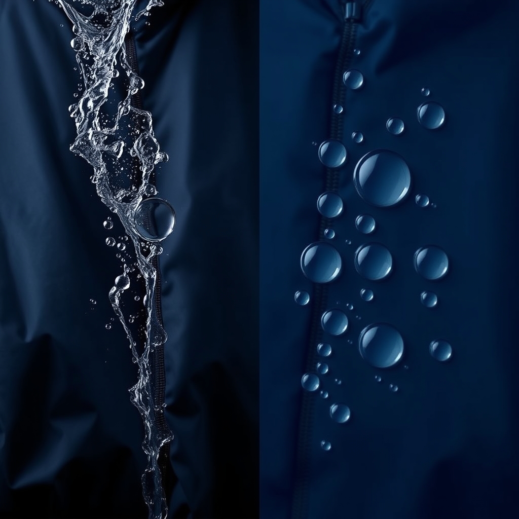 restore water resistance — Side-by-side photo showing water absorbing into an untreated jacket on the left and beading off a treated jacket on the right