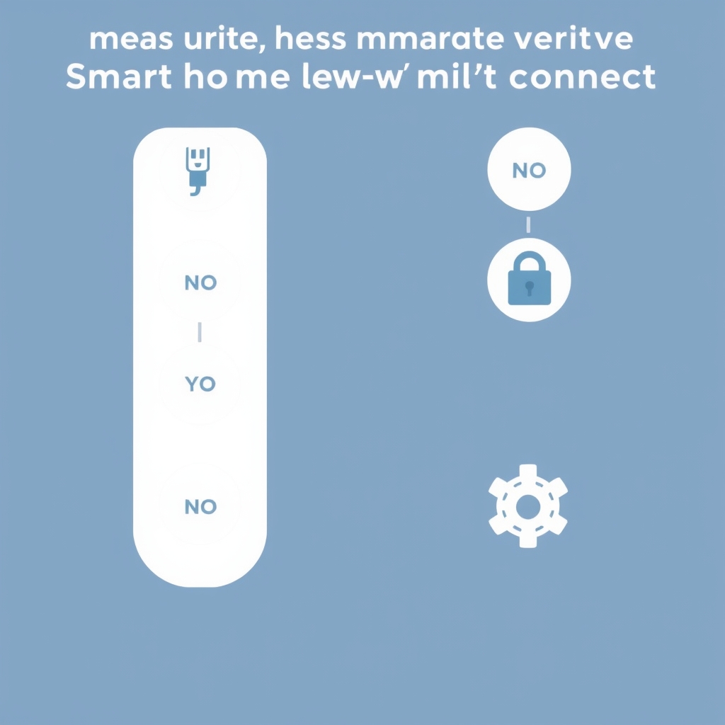 smart home device maintenance — Flowchart diagram with icons illustrating a yes/no troubleshooting decision tree for smart home device connectivity issues