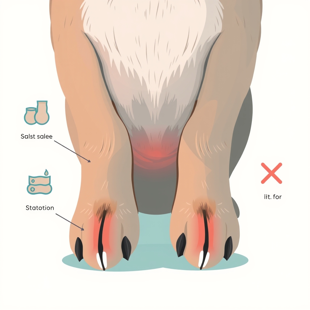 transitioning dog food — Illustration of a dog showing food sensitivity signs including red paws, ear irritation, and a dull coat with symptom icons.