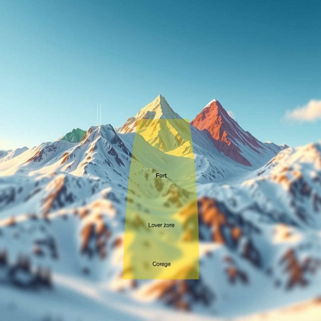 travel insurance comparison — Mountain landscape showing three adventure activity zones with color coding for insurance coverage inclusion.