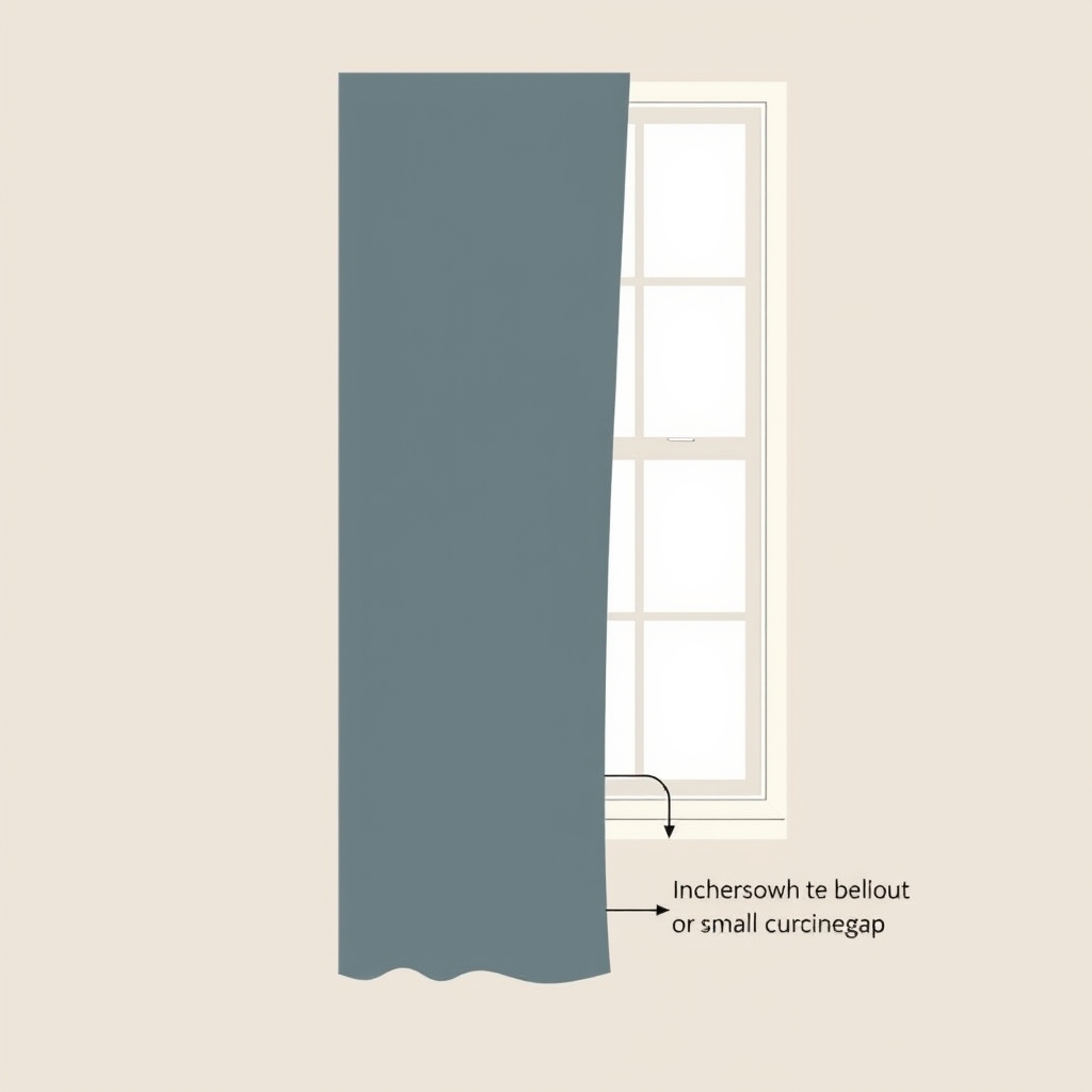 window treatment dimensions — Cross-section diagram of a window showing three curtain drop lengths: sill length, below-sill length, and floor length with clearance gap.