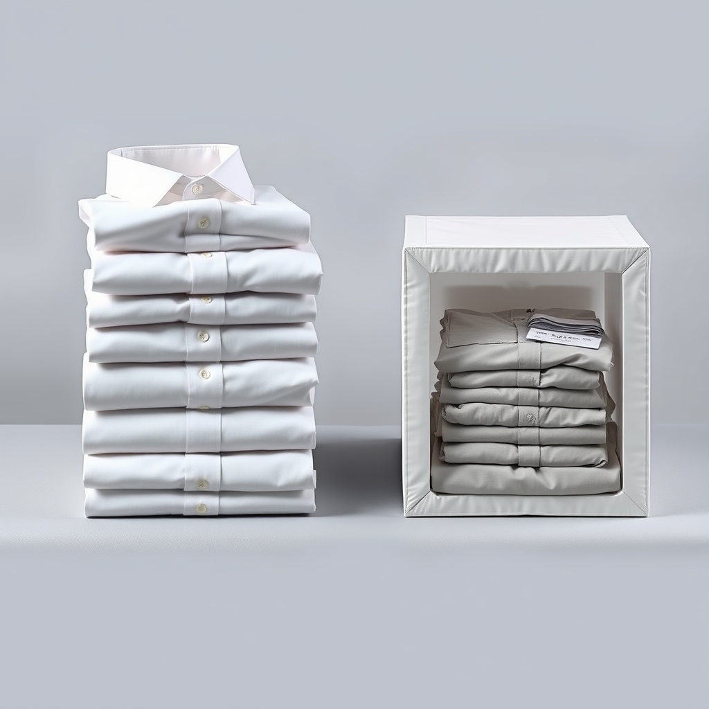 Wondr travel organizer — Two packing cubes side by side showing the same shirts uncompressed on the left and compressed flat on the right against a grey background.