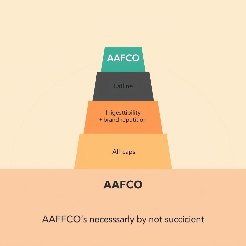 aafco standards — Layered pyramid showing AAFCO as a baseline foundation with quality considerations rising above it.