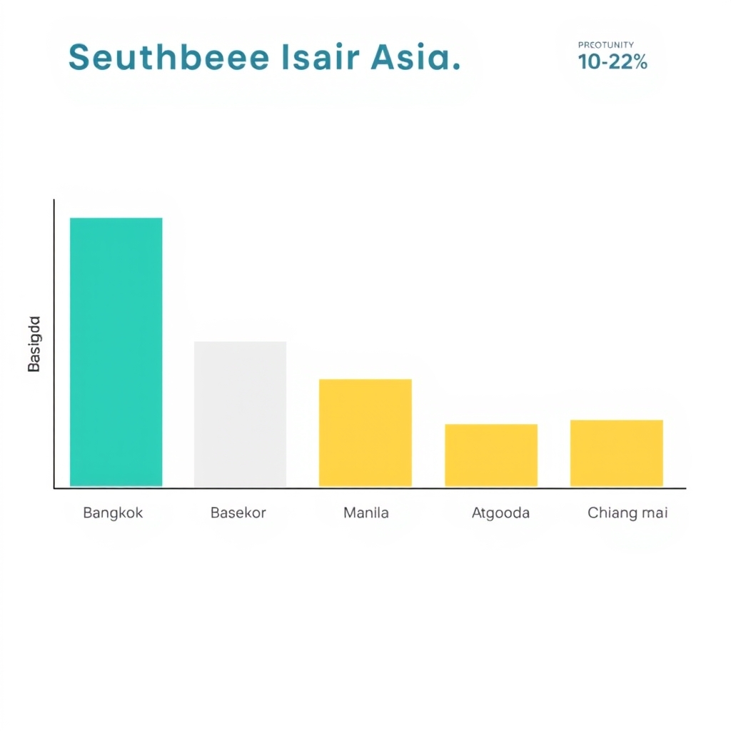 agoda travel deals 2026 — Horizontal bar chart showing Agoda pricing discounts across five Southeast Asian destinations versus Booking.com baseline.