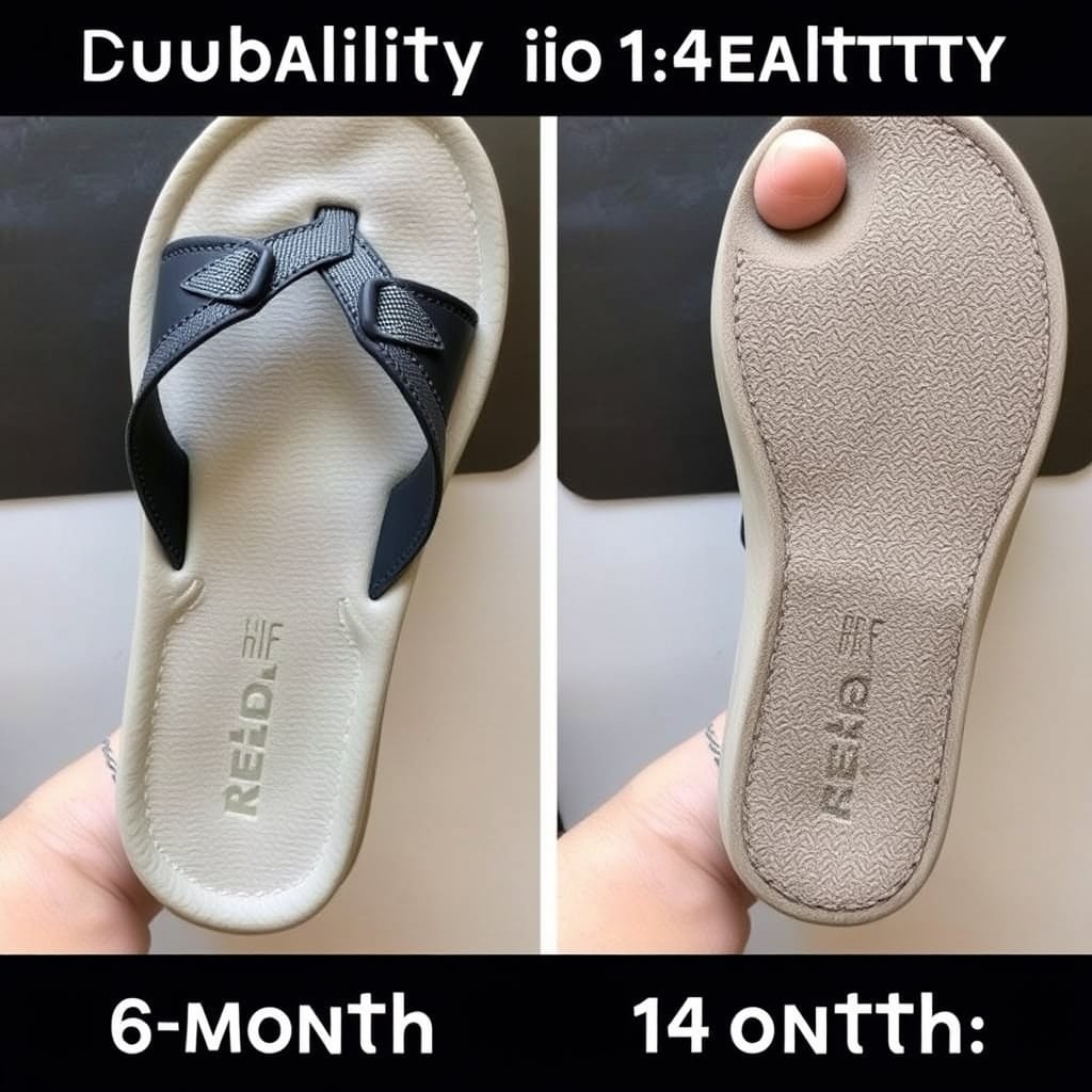 are reef sandals worth it — Two Reef sandals photographed at different wear stages showing strap loosening and footbed compression.