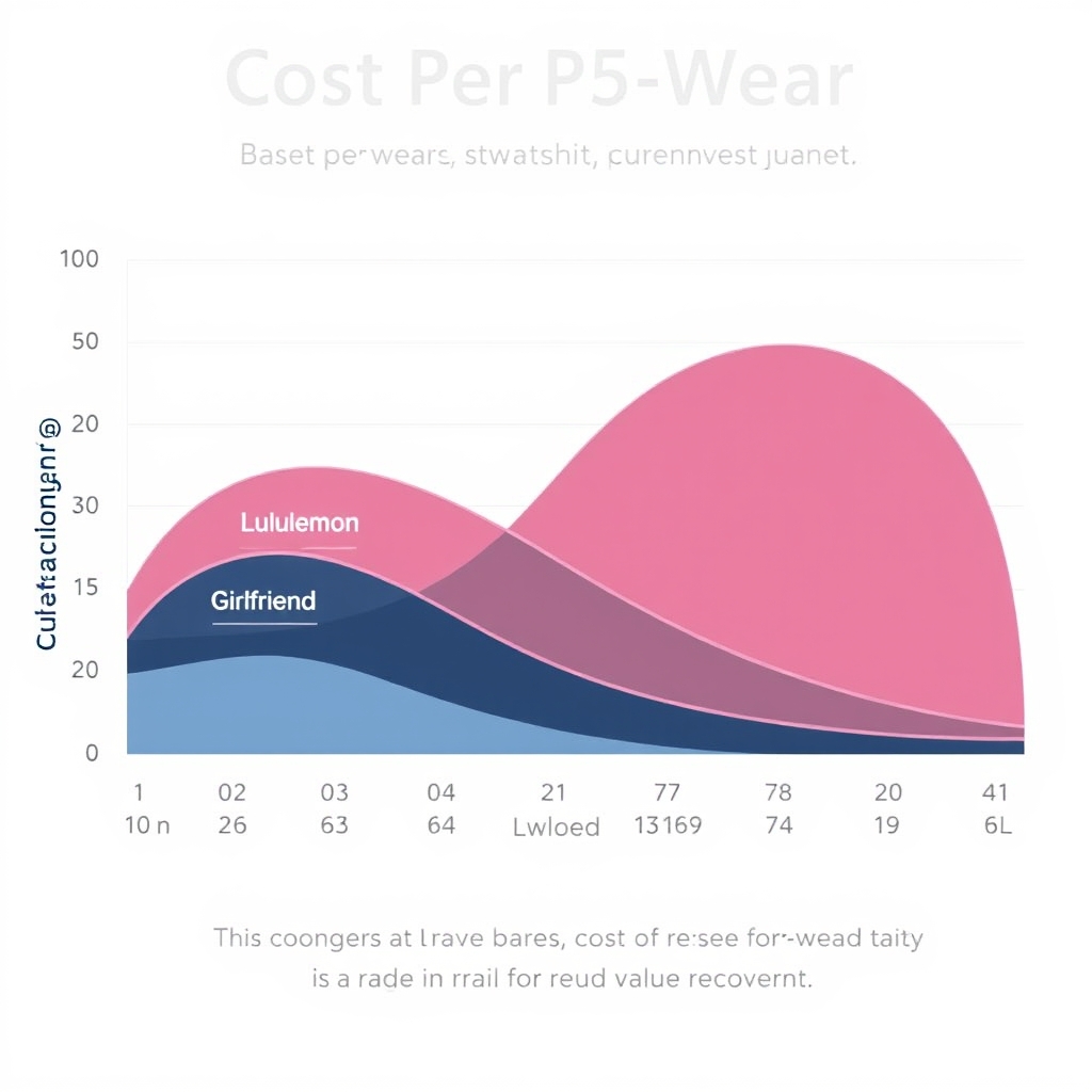Aviator Nation vs Lululemon — Four downward-sloping curves showing cost-per-wear declining over two years for each brand