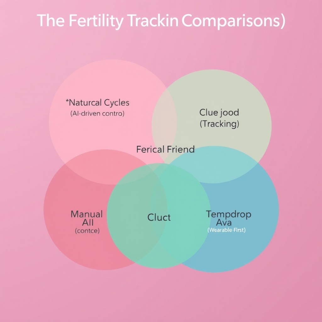 best fertility tracking app — Venn diagram-style comparison showing Natural Cycles positioned among major fertility tracking alternatives.