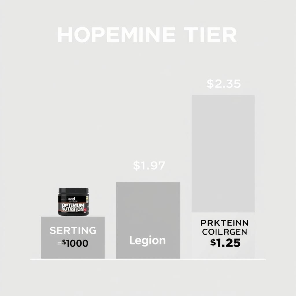best protein powder for weight loss — Price comparison of three protein brands shown as relative-height blocks, illustrating Primal Kitchen's premium cost positioning.