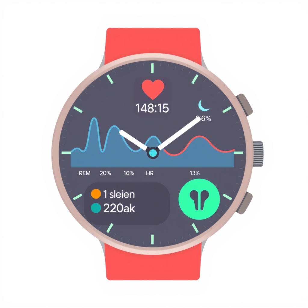biohacking trend longevity wellness — Smartwatch display showing stacked health metrics used in biohacking optimization