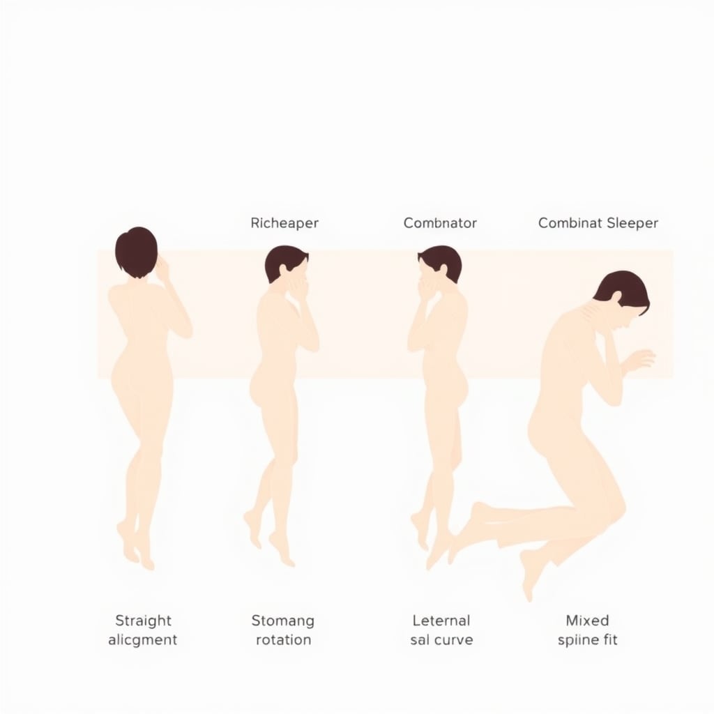 budget foam mattress — Four sleeping positions shown as silhouettes with color intensity indicating comfort fit for different body types.