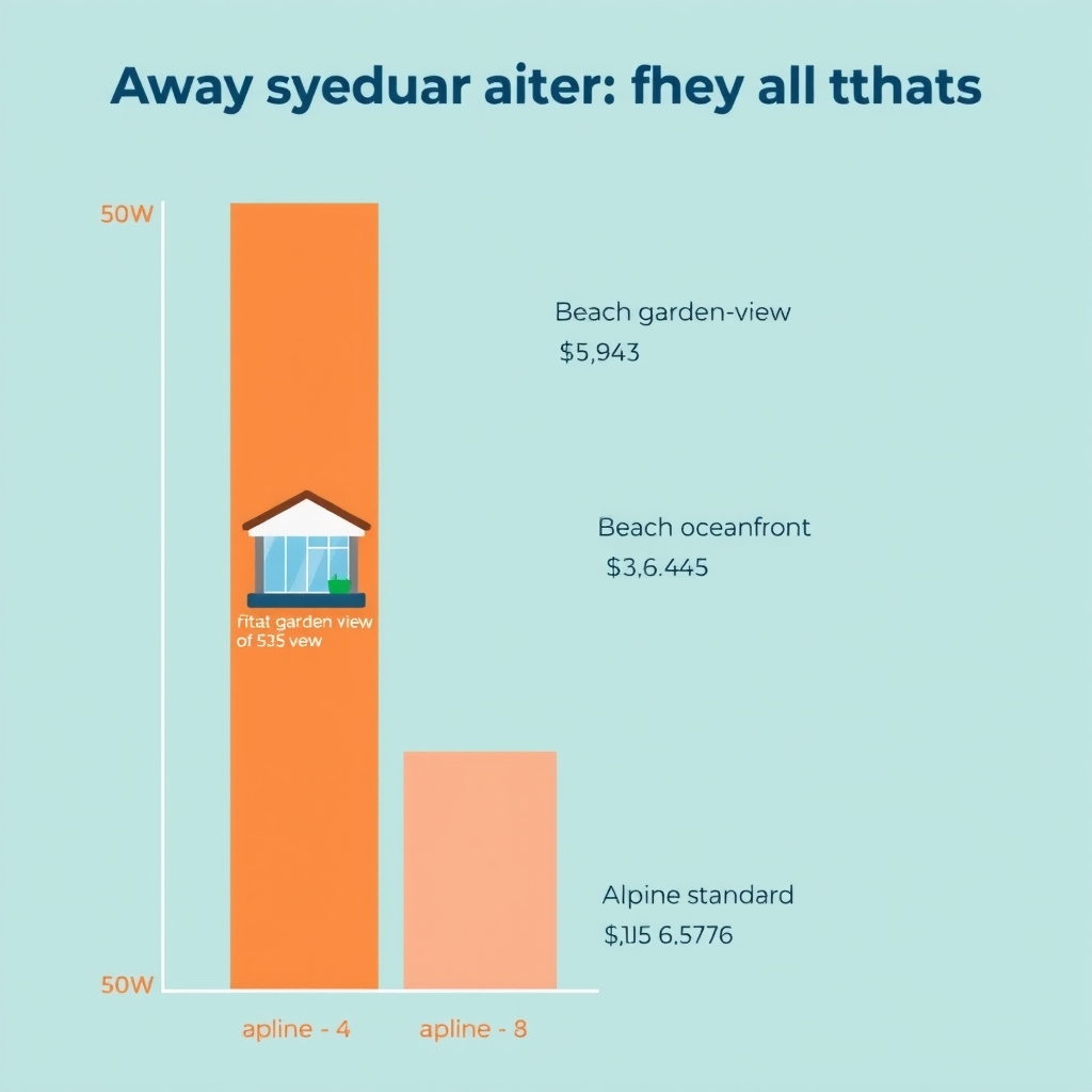 Club Med beach vs ski — Three colored bars of varying heights showing relative nightly room rates across Club Med beach and ski properties.