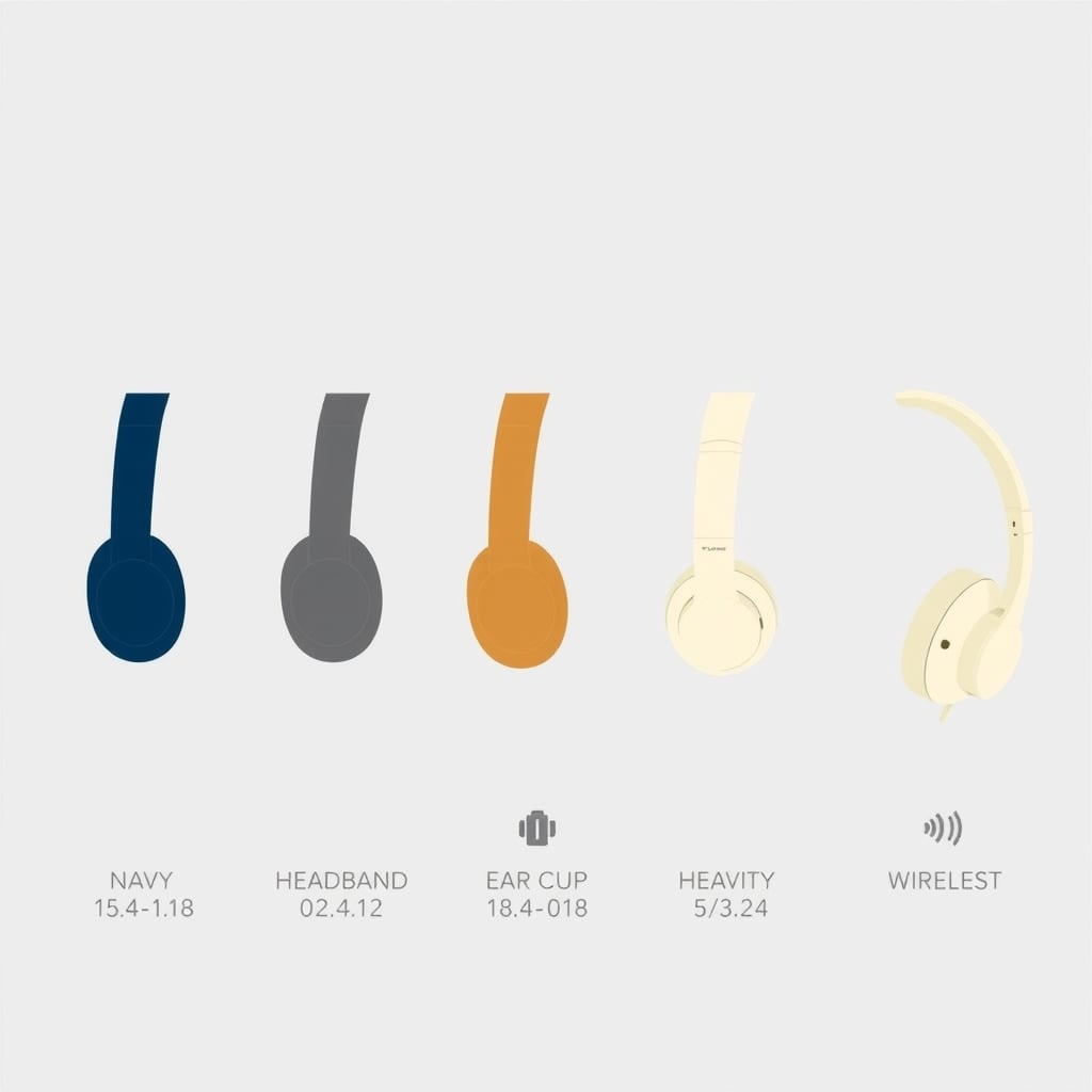 comfortable headphones for work — Silhouette comparison of five headphone models showing relative size, weight, and design differences.