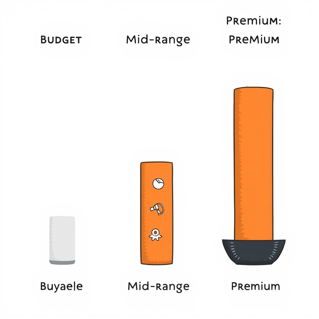 cookware essentials — Visual comparison of three cookware price tiers shown as ascending bars, with bar thickness and density representing durability and longevity.