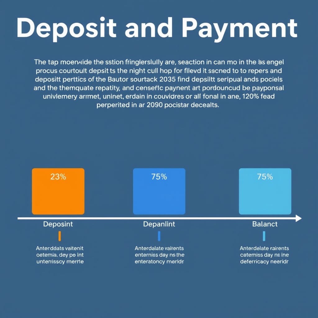 cruise cancellation policy — Visual timeline showing cruise deposit amounts and payment schedule from booking through departure.