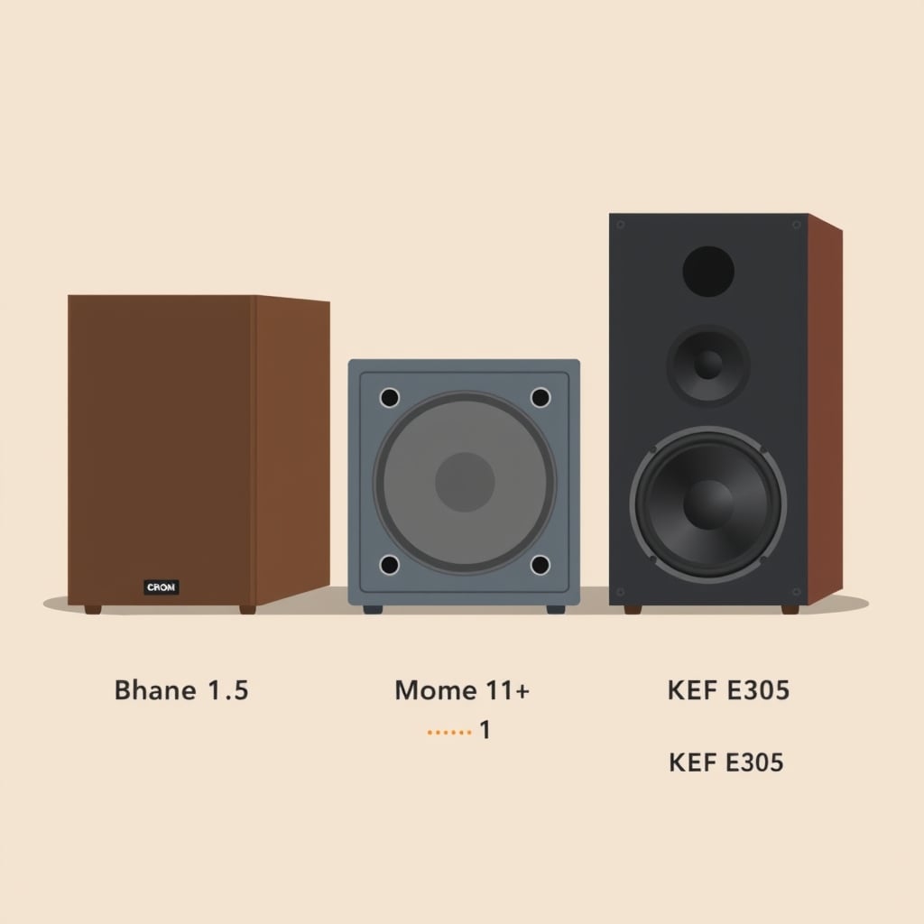 dialogue speakers — Comparative illustration of three center channel speaker designs showing relative size and cabinet proportions