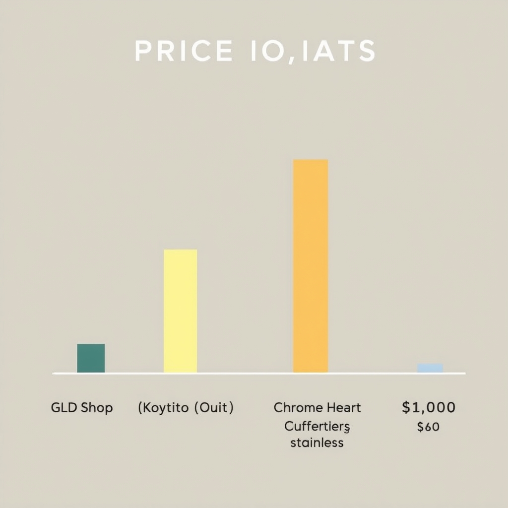 GLD Shop jewelry review — Horizontal bar chart comparing jewelry prices across four brands, showing GLD Shop in the mid-premium range.