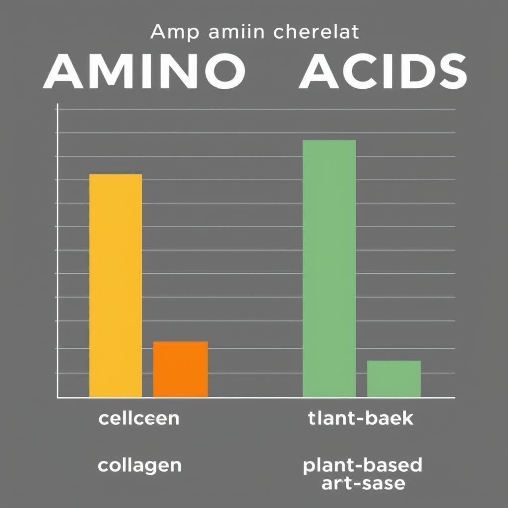 grass-fed collagen protein — Comparison chart showing collagen protein has higher leucine and BCAA content than plant-based blend through relative bar heights.