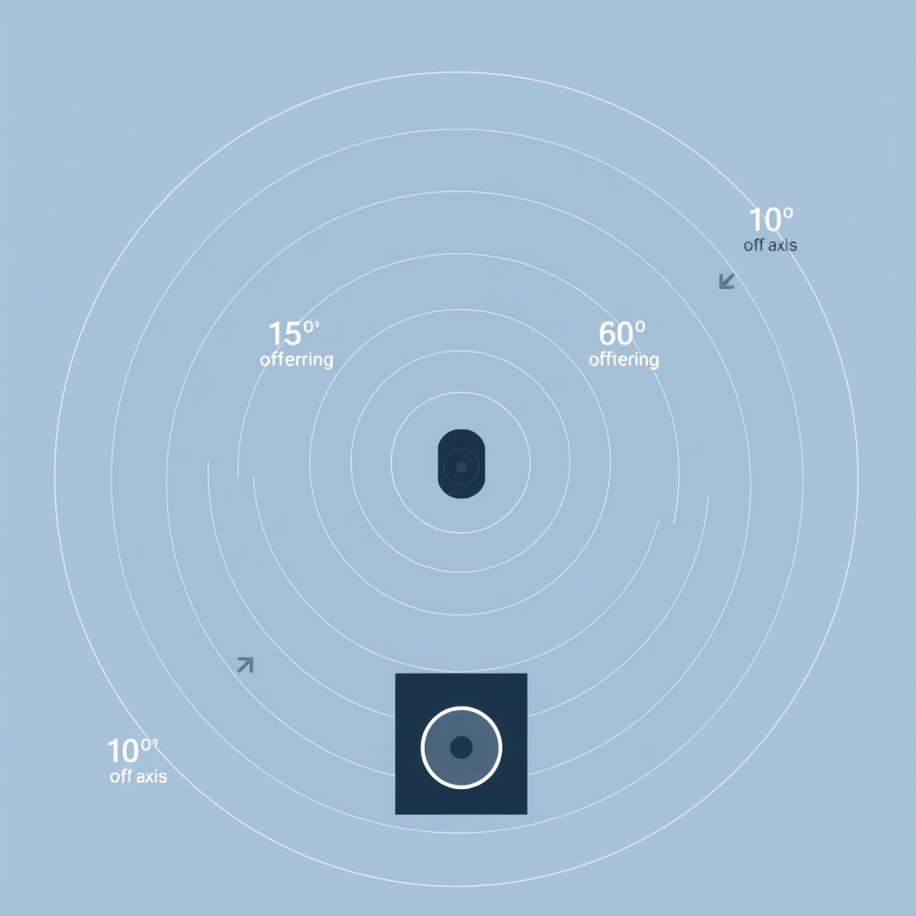 home theater center — Overhead view diagram of horizontal sound dispersion from center channel speaker across 60-degree listening window