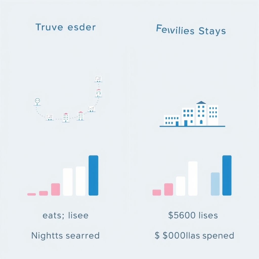 hotel loyalty programs — Comparison of two traveler spending patterns showing nights versus dollars earned in loyalty programs.