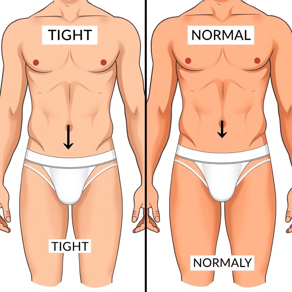 Jockey vs competitors — Side-by-side diagram comparing tight versus normal underwear fit on the torso and hip area.