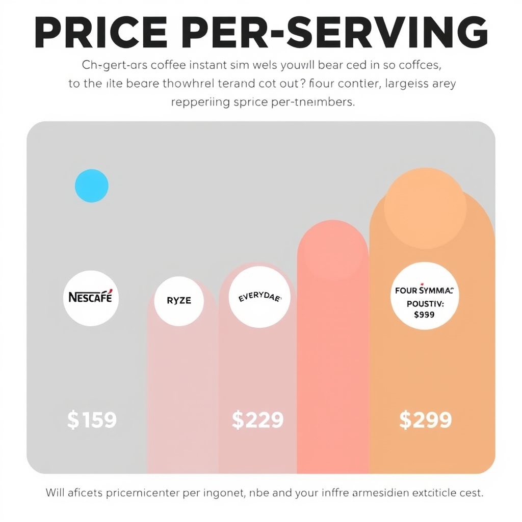 mushroom coffee benefits — Proportional circles showing price-per-serving comparison across six coffee types from budget instant to premium Four Sigmatic