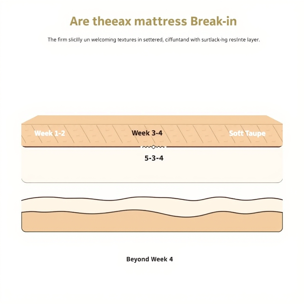 natural latex mattress — Three-stage visual timeline showing how latex mattress feel evolves from firm to comfortable over weeks.