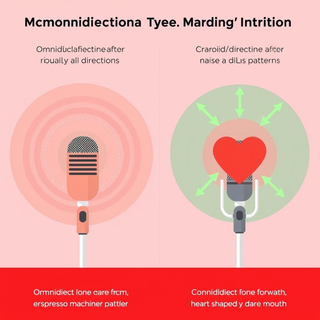 noise cancelling speakers — Comparison diagram of omnidirectional vs cardioid microphone pickup patterns and noise rejection.