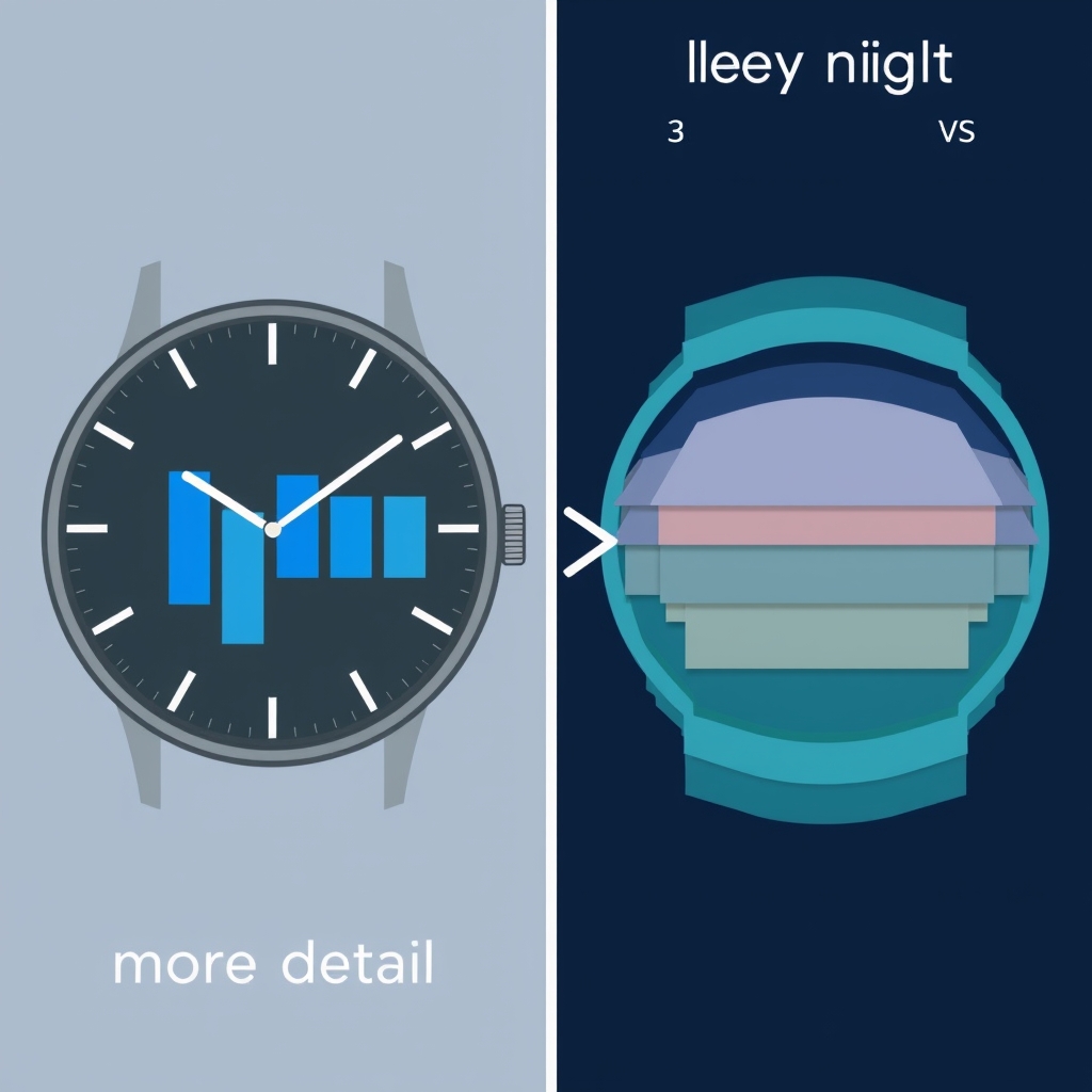 oura ring review — Visual comparison of sleep-stage tracking detail: smartwatch estimate on left vs. granular ring data on right.