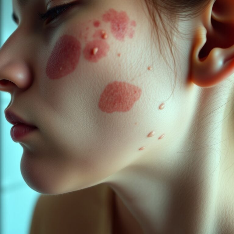 skincare mistakes — Close-up of irritated, flaking skin showing visible redness and barrier damage on cheek and jawline.